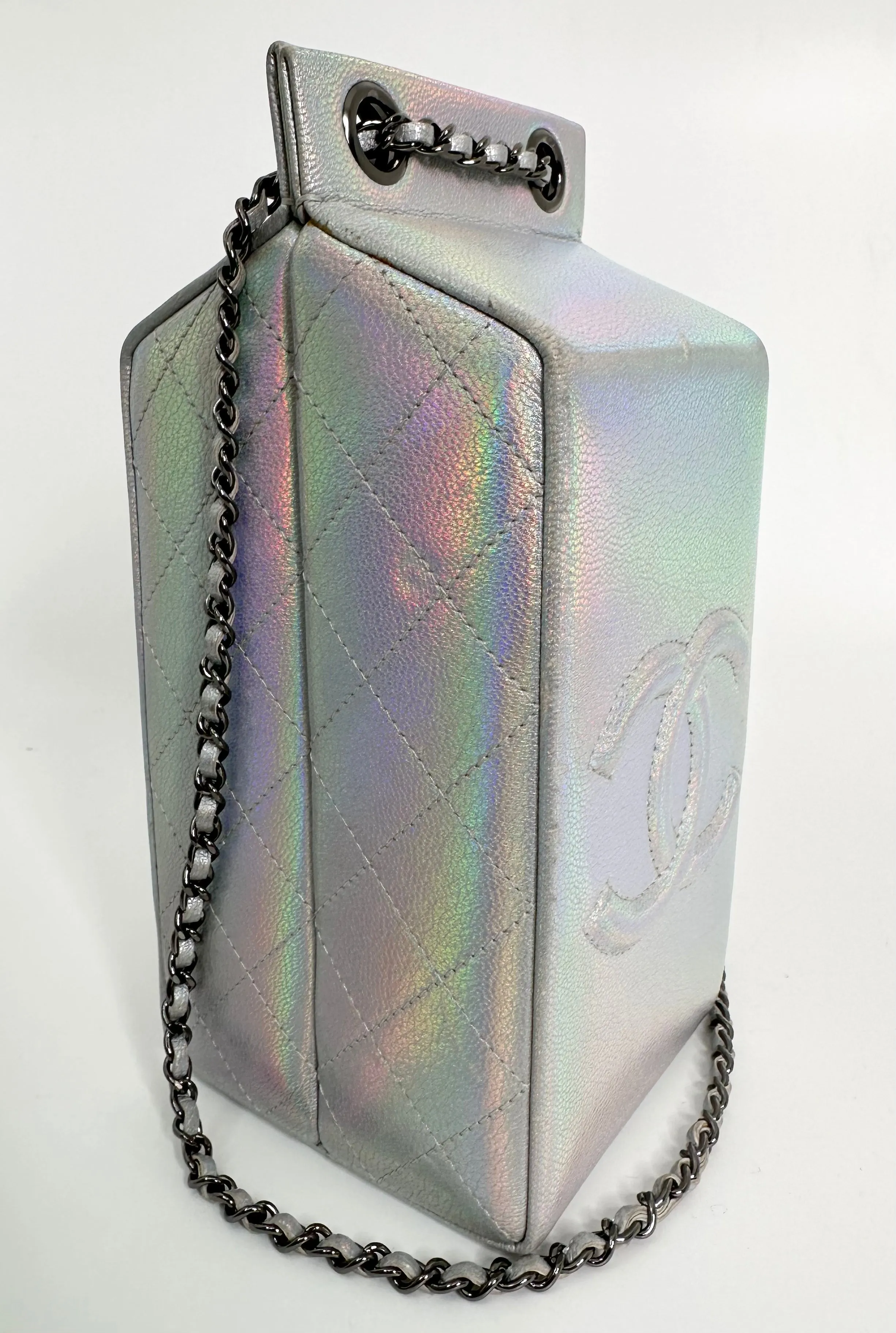 Chanel Iridescent Silver Lait de Coco Milk Carton Bag