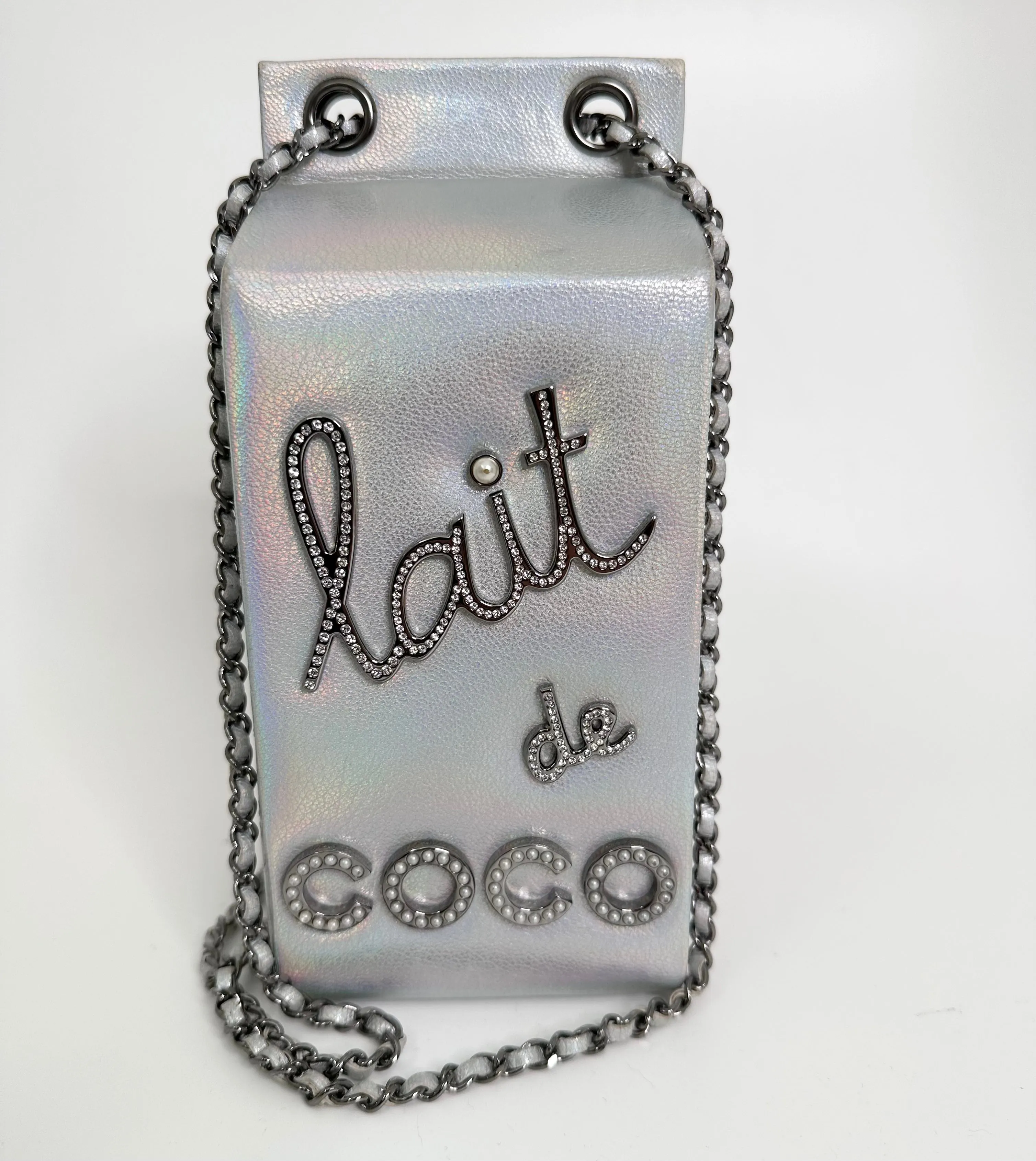 Chanel Iridescent Silver Lait de Coco Milk Carton Bag