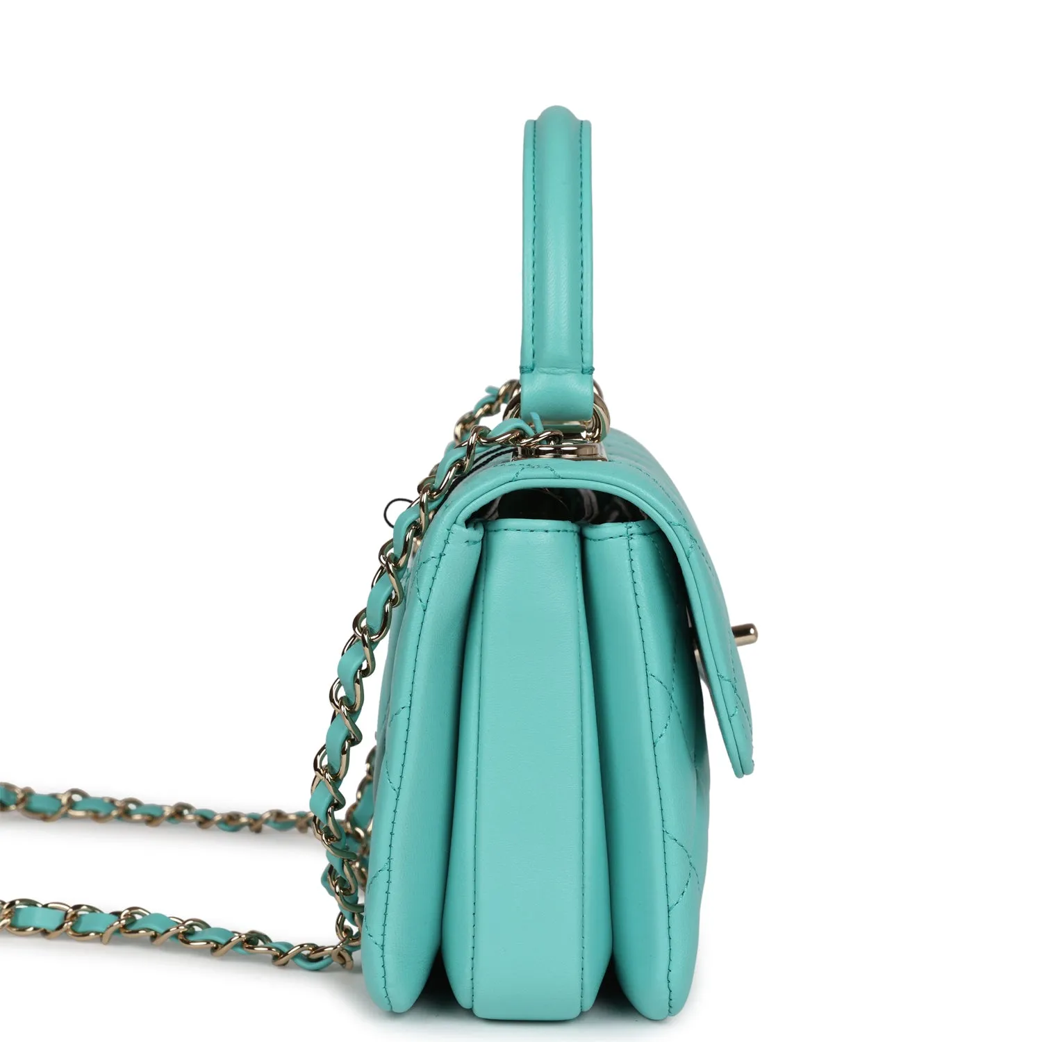 Chanel Mini Trendy CC Bag Turquoise Lambskin Light Gold Hardware