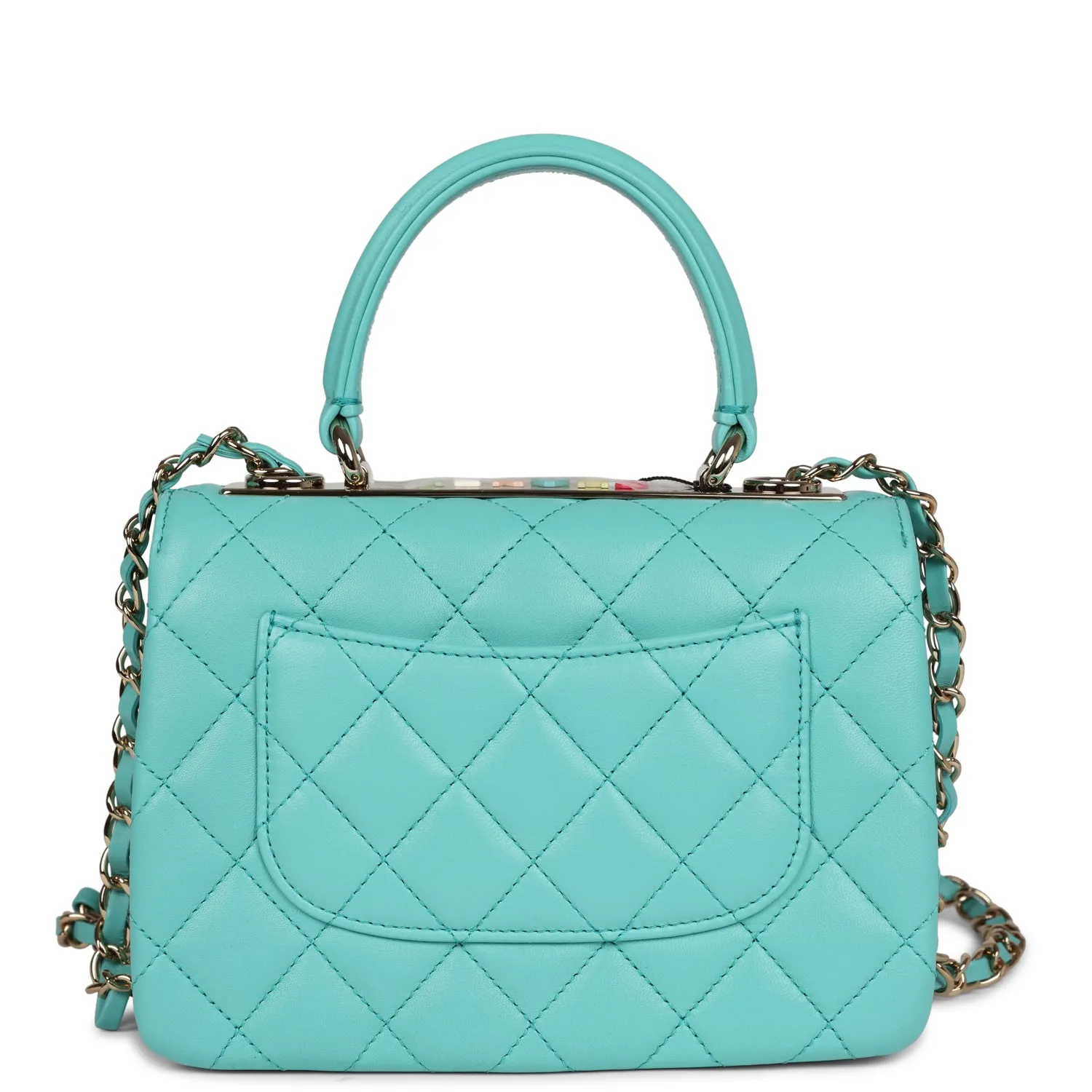 Chanel Mini Trendy CC Bag Turquoise Lambskin Light Gold Hardware