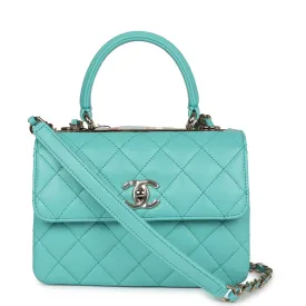Chanel Mini Trendy CC Bag Turquoise Lambskin Light Gold Hardware