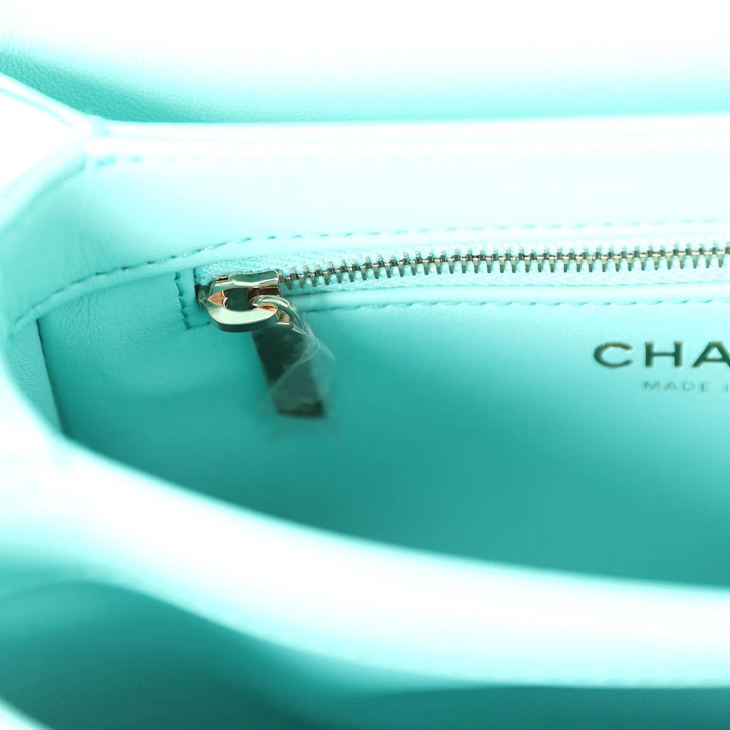 Chanel Mini Trendy CC Bag Turquoise Lambskin Light Gold Hardware