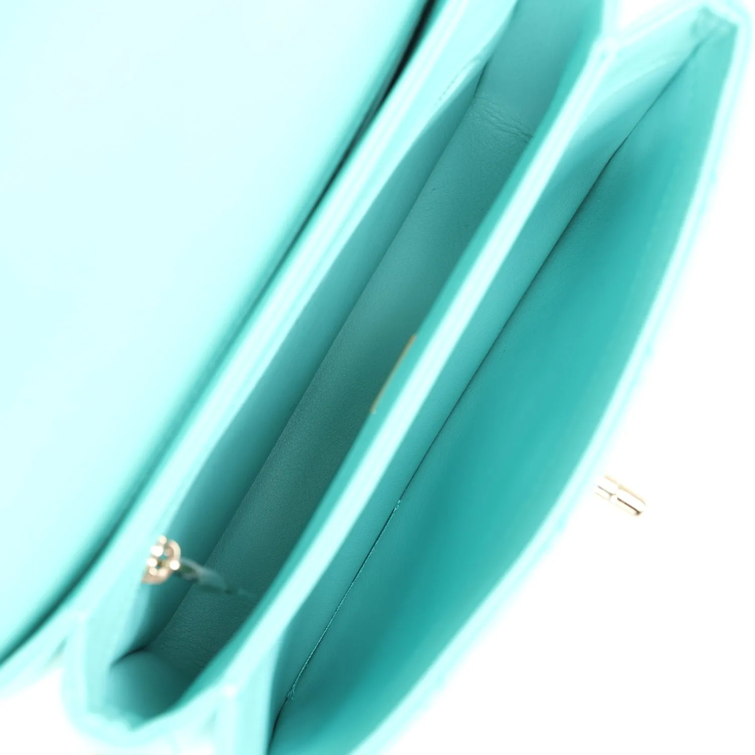 Chanel Mini Trendy CC Bag Turquoise Lambskin Light Gold Hardware