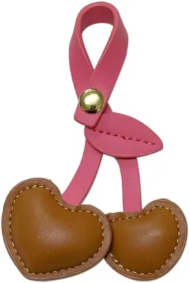 Cherry Accessories for Women Cute PU Leather Charm Colorful Ornament for Purse Handbags Bag Accessories (Brown Cherry)
