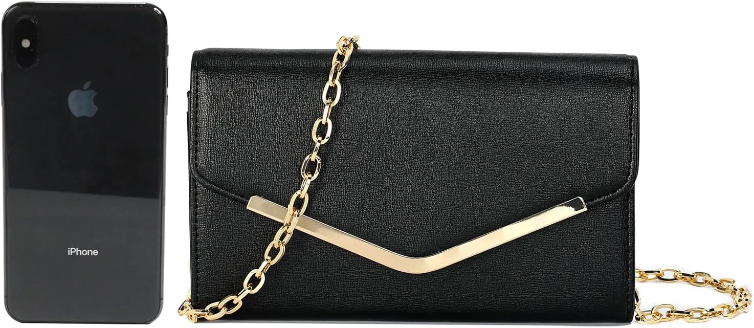 Clutch Purse Evening Bag for WomenEnvelope Handbag With Detachable Chain