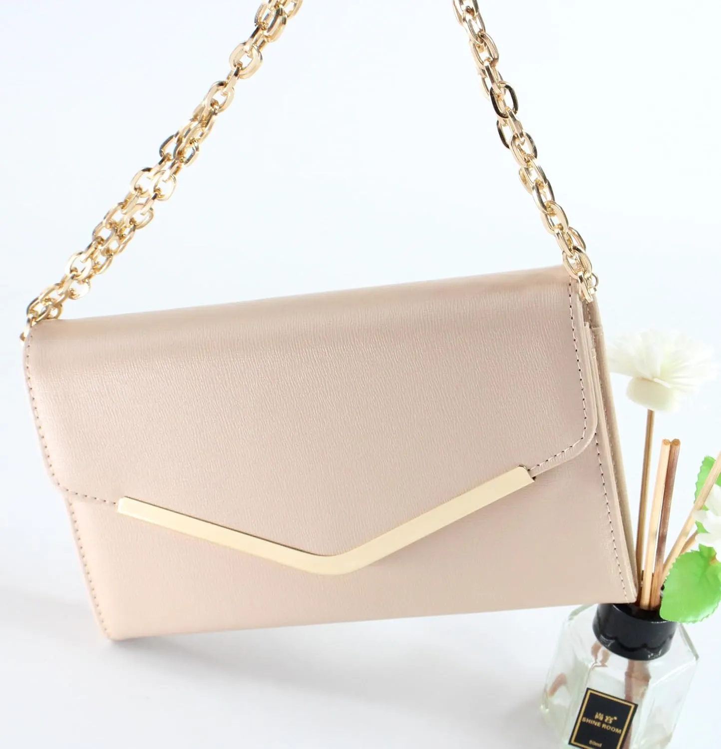 Clutch Purse Evening Bag for WomenEnvelope Handbag With Detachable Chain