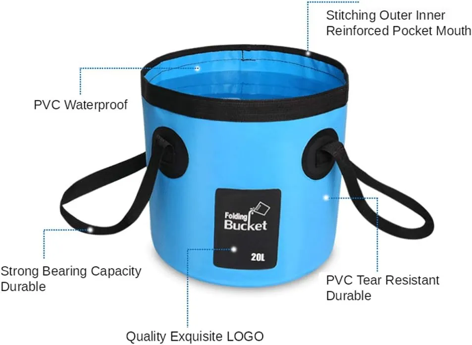 Convenient Outdoor Waterproof Folding Bucket Bag - Portable Travel Fishing Camping Water Container, 20L Yellow