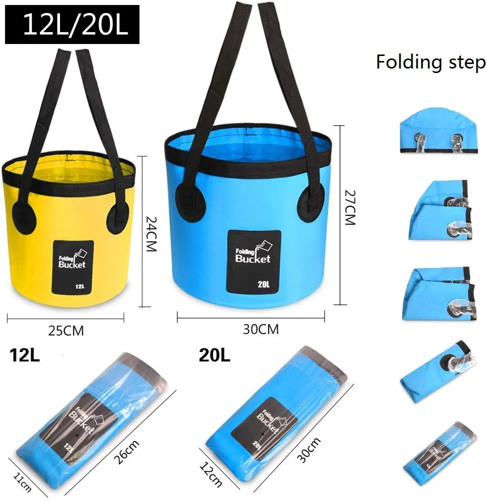 Convenient Outdoor Waterproof Folding Bucket Bag - Portable Travel Fishing Camping Water Container, 20L Yellow