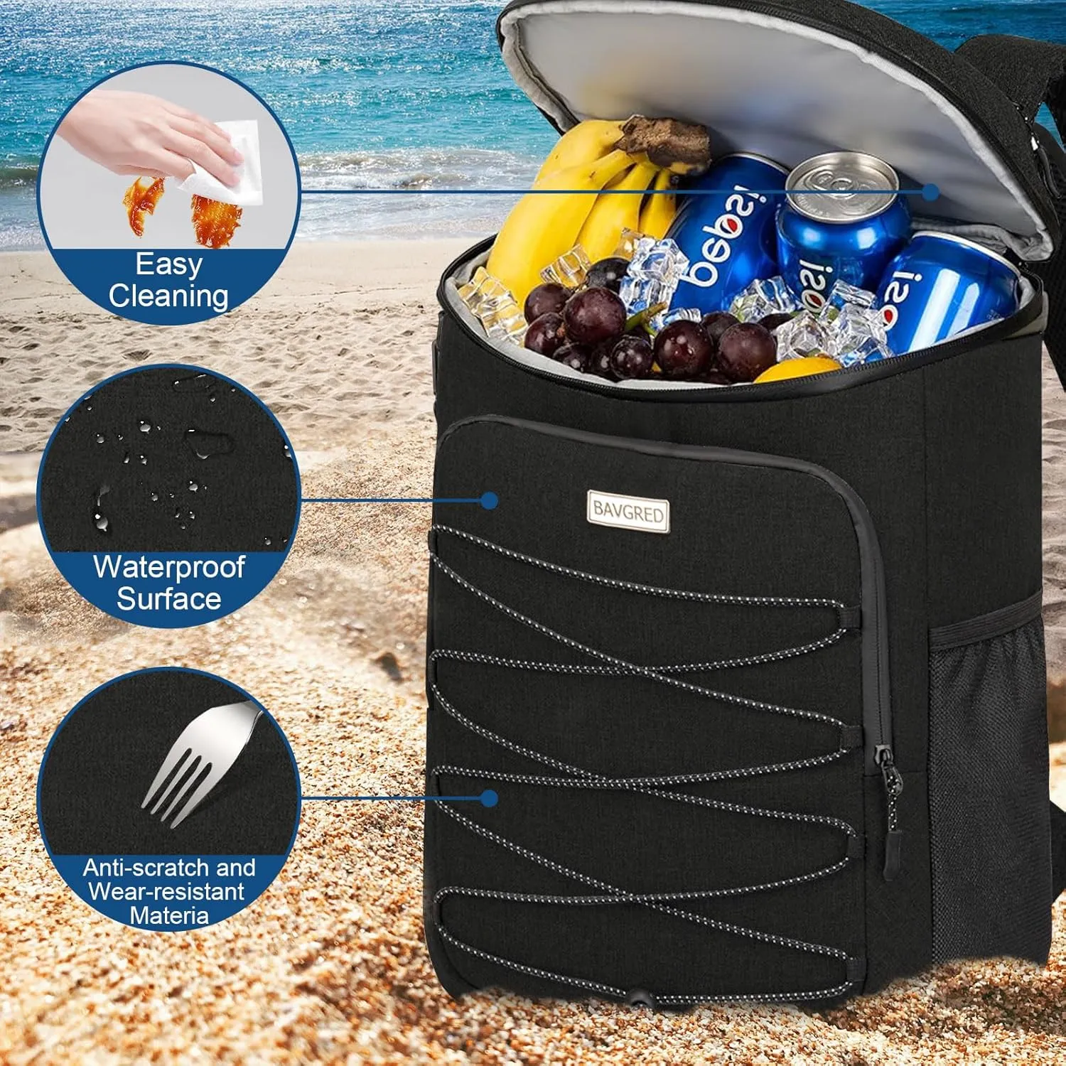 Cooler Backpack Insulated Leak Proof 30 Cans for Men Women,Waterproof Soft Cooler BagLightweight Ice Chest Lunch Backpack for Beach Camping Picnic Travel Worksite Fishing