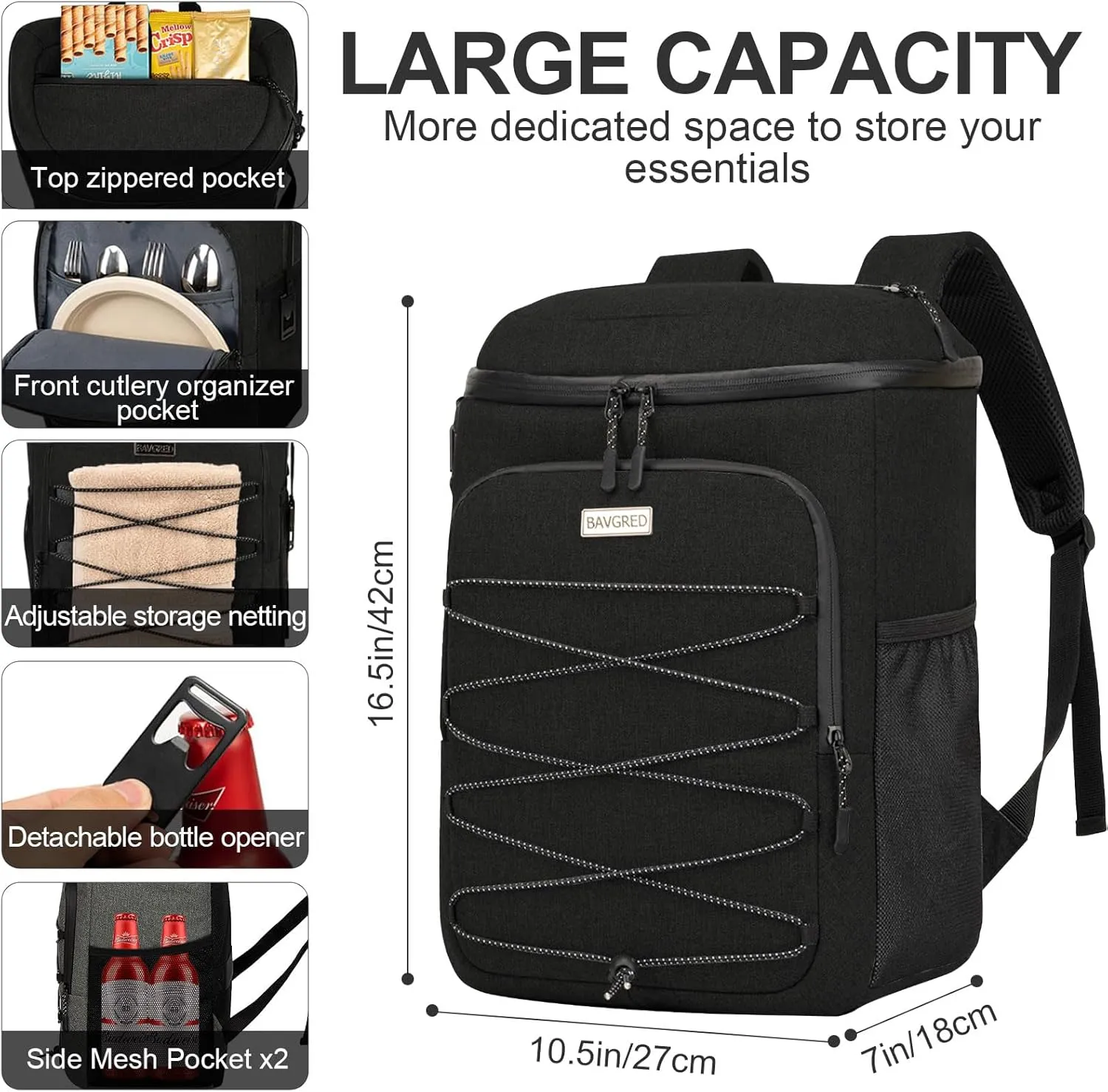 Cooler Backpack Insulated Leak Proof 30 Cans for Men Women,Waterproof Soft Cooler BagLightweight Ice Chest Lunch Backpack for Beach Camping Picnic Travel Worksite Fishing