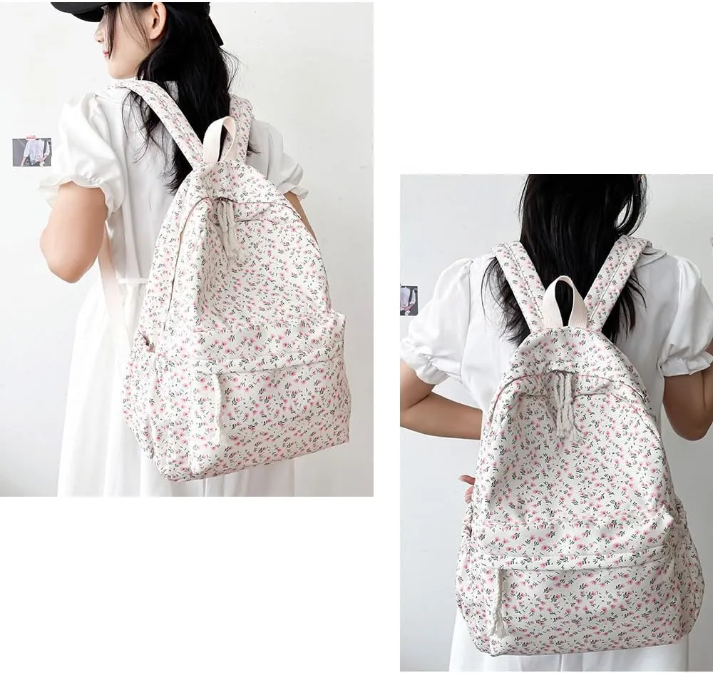 Cotton Canvas Backpacks for Women Backpack Purse Fashion Casual Travel Daypack
