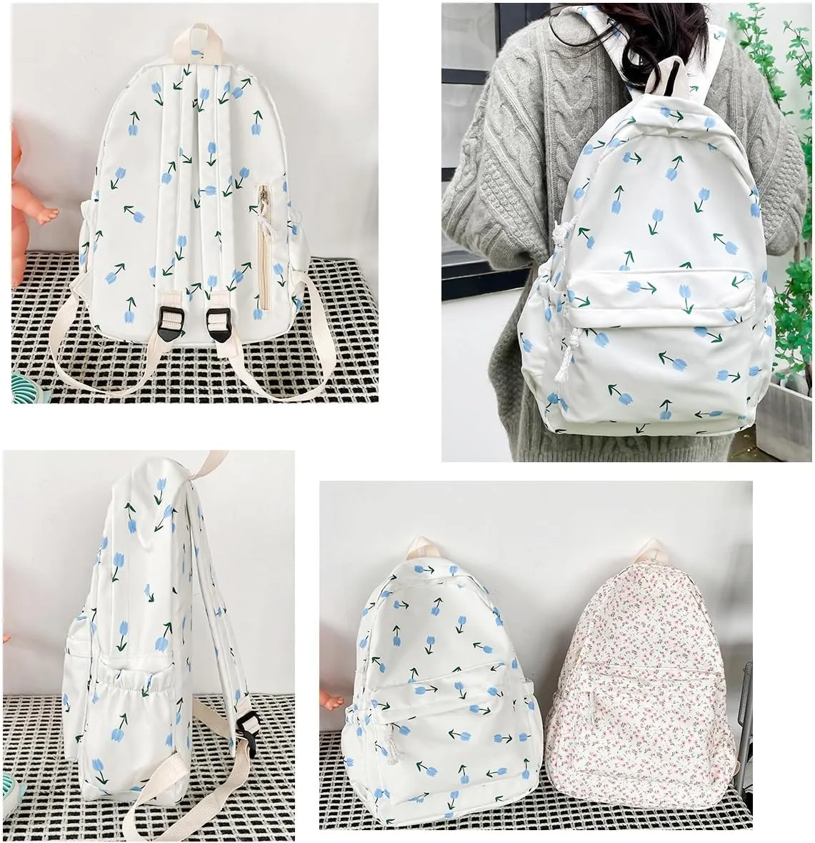 Cotton Canvas Backpacks for Women Backpack Purse Fashion Casual Travel Daypack
