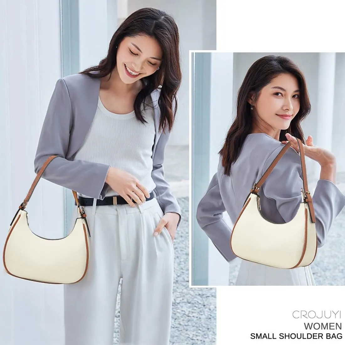 CROJUYI Small Crescent Shoulder Bags Purses for Women Retro Classic Clutch Hobo Tote Purse and Handbag Cute Crossbody Bags