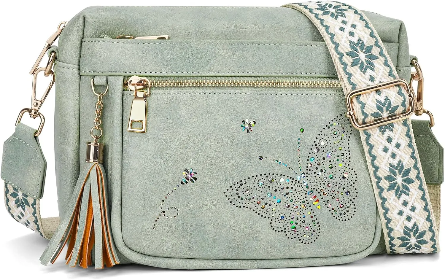 Crossbody Bags for Women Trendy Leather Crossbody Purse Shoulder Handbags Butterfly Design