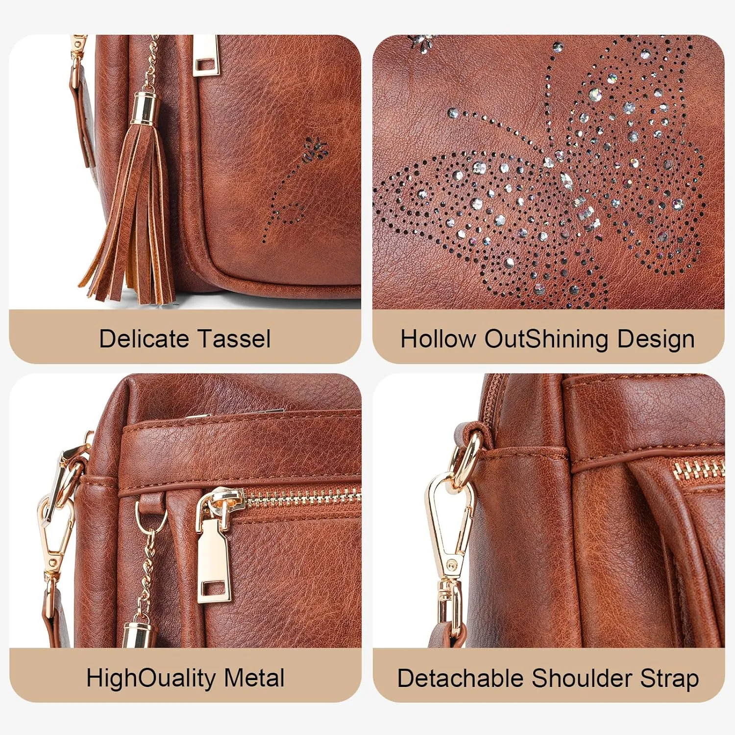 Crossbody Bags for Women Trendy Leather Crossbody Purse Shoulder Handbags Butterfly Design