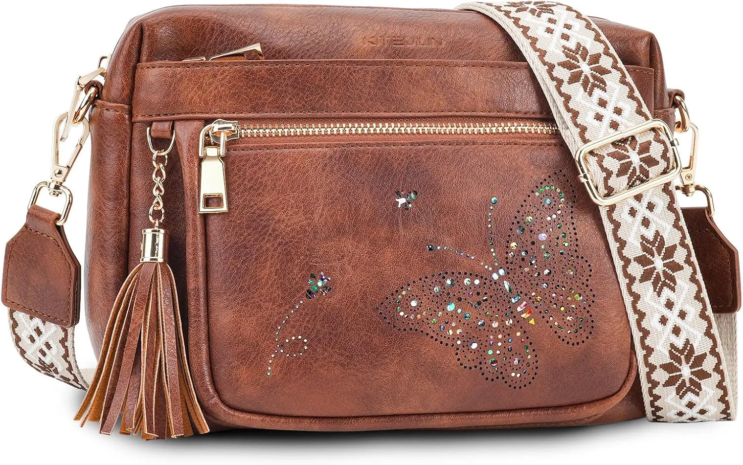 Crossbody Bags for Women Trendy Leather Crossbody Purse Shoulder Handbags Butterfly Design