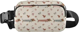 Cute Dachshunds Hearts Stripes Fanny Packs Women Hip Pack Belt Bag Waterproof Festival Travel Waist Pouch