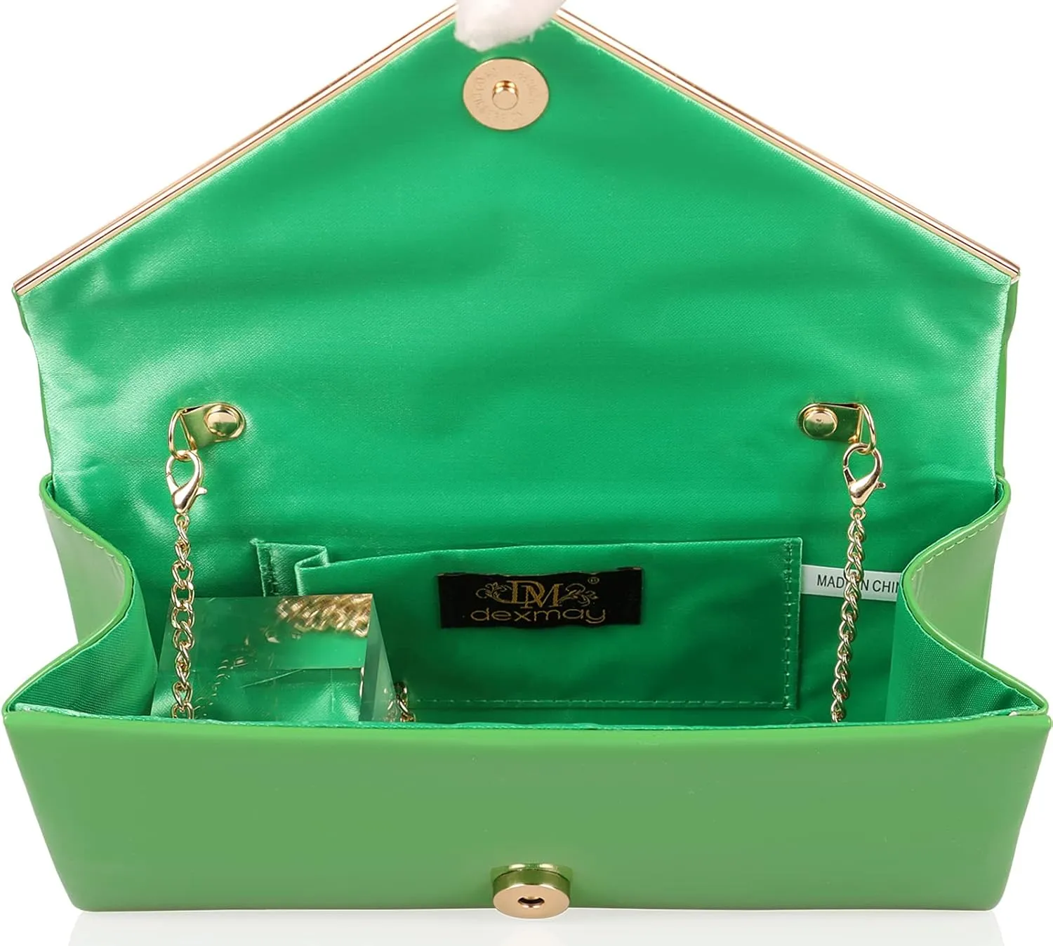 Dexmay Patent Leather Envelope Clutch Purse Shiny Candy Foldover Clutch Evening Bag for Women
