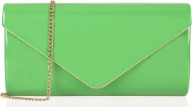Dexmay Patent Leather Envelope Clutch Purse Shiny Candy Foldover Clutch Evening Bag for Women