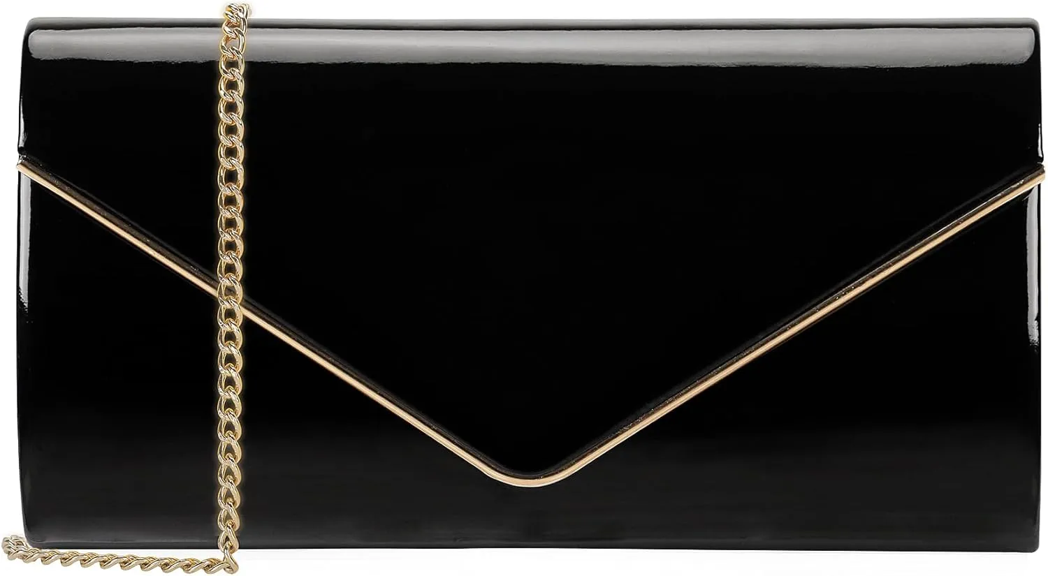 Dexmay Patent Leather Envelope Clutch Purse Shiny Candy Foldover Clutch Evening Bag for Women