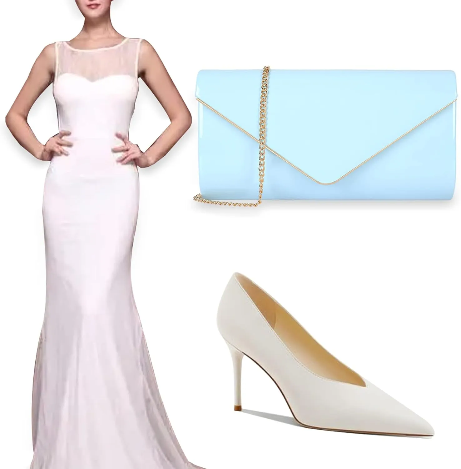 Dexmay Patent Leather Envelope Clutch Purse Shiny Candy Foldover Clutch Evening Bag for Women