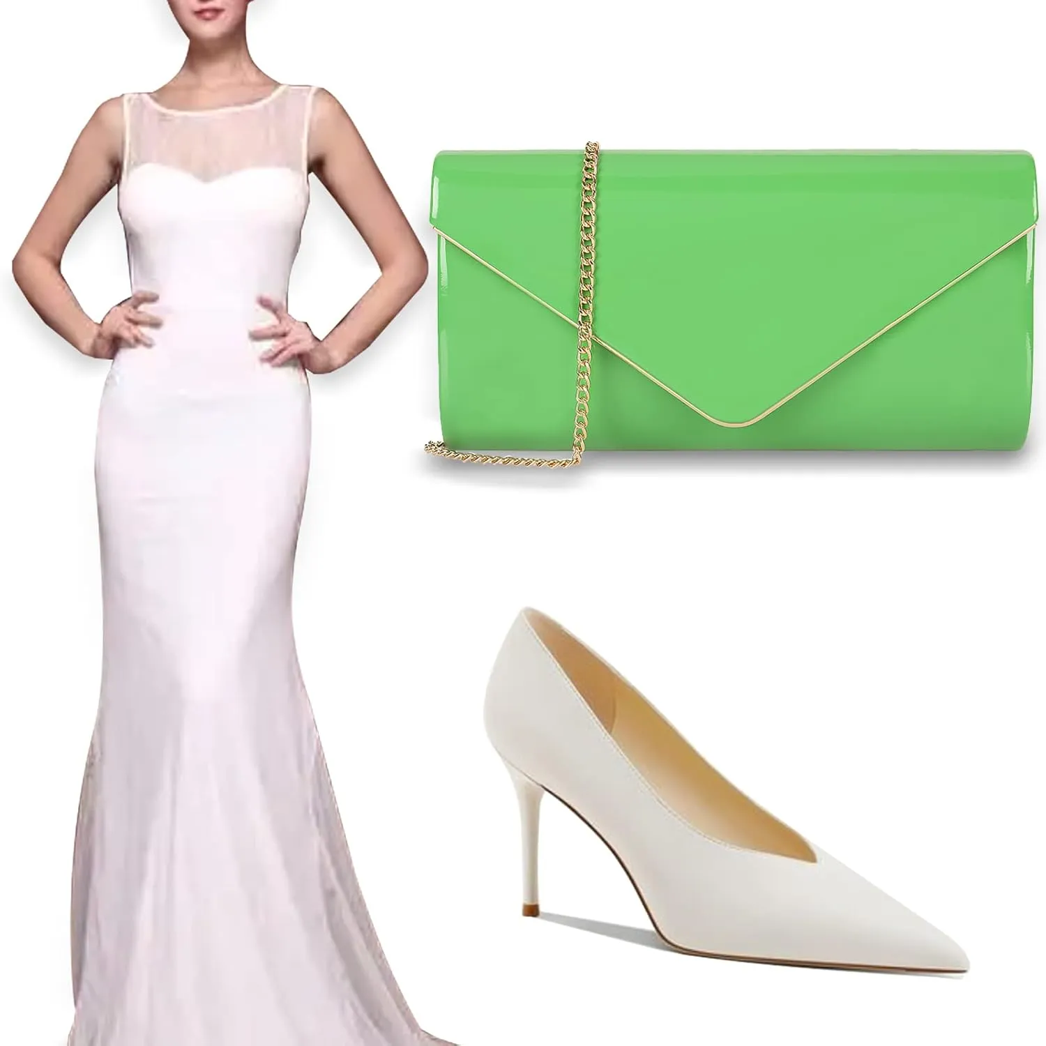 Dexmay Patent Leather Envelope Clutch Purse Shiny Candy Foldover Clutch Evening Bag for Women