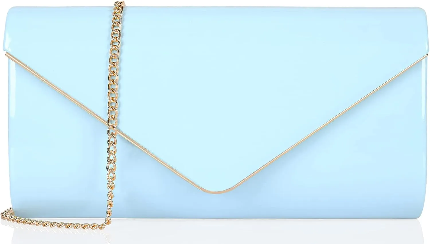 Dexmay Patent Leather Envelope Clutch Purse Shiny Candy Foldover Clutch Evening Bag for Women