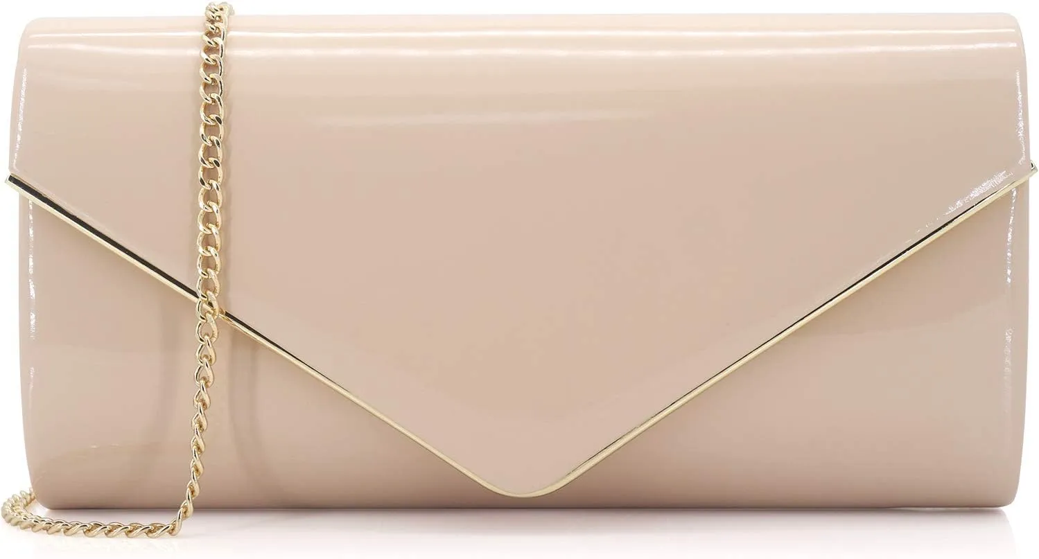 Dexmay Patent Leather Envelope Clutch Purse Shiny Candy Foldover Clutch Evening Bag for Women