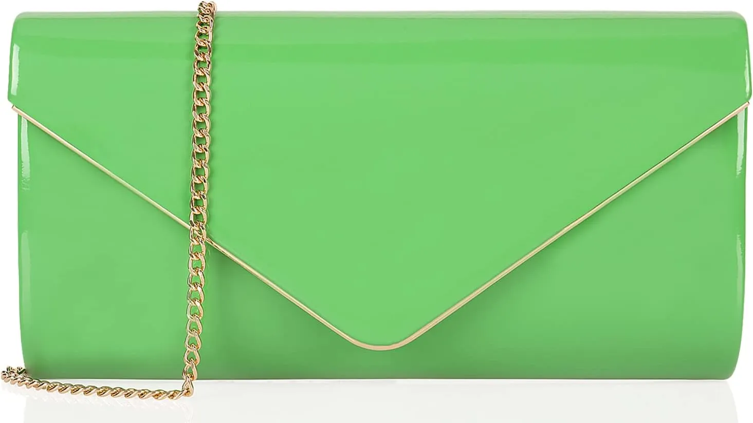 Dexmay Patent Leather Envelope Clutch Purse Shiny Candy Foldover Clutch Evening Bag for Women