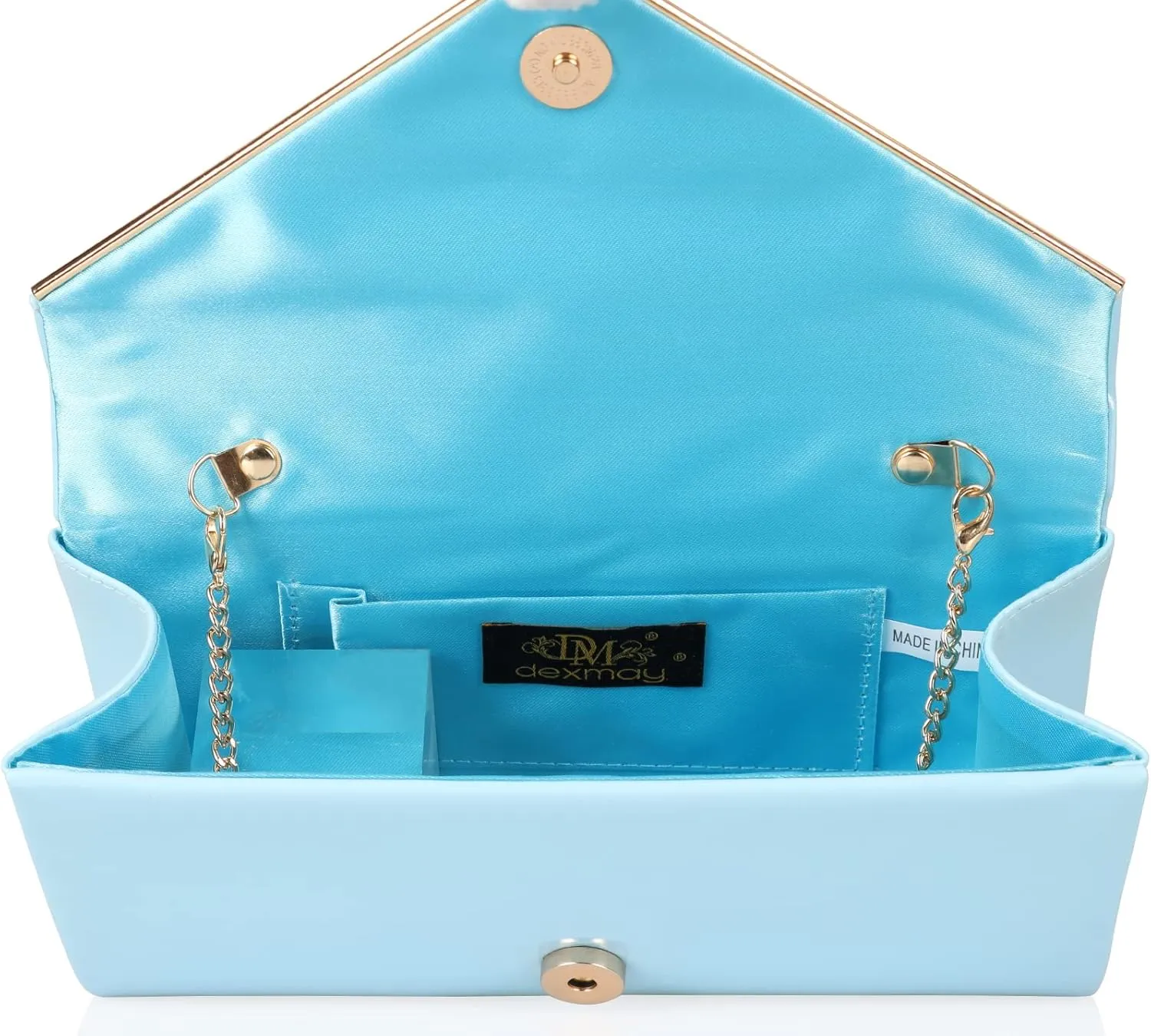 Dexmay Patent Leather Envelope Clutch Purse Shiny Candy Foldover Clutch Evening Bag for Women