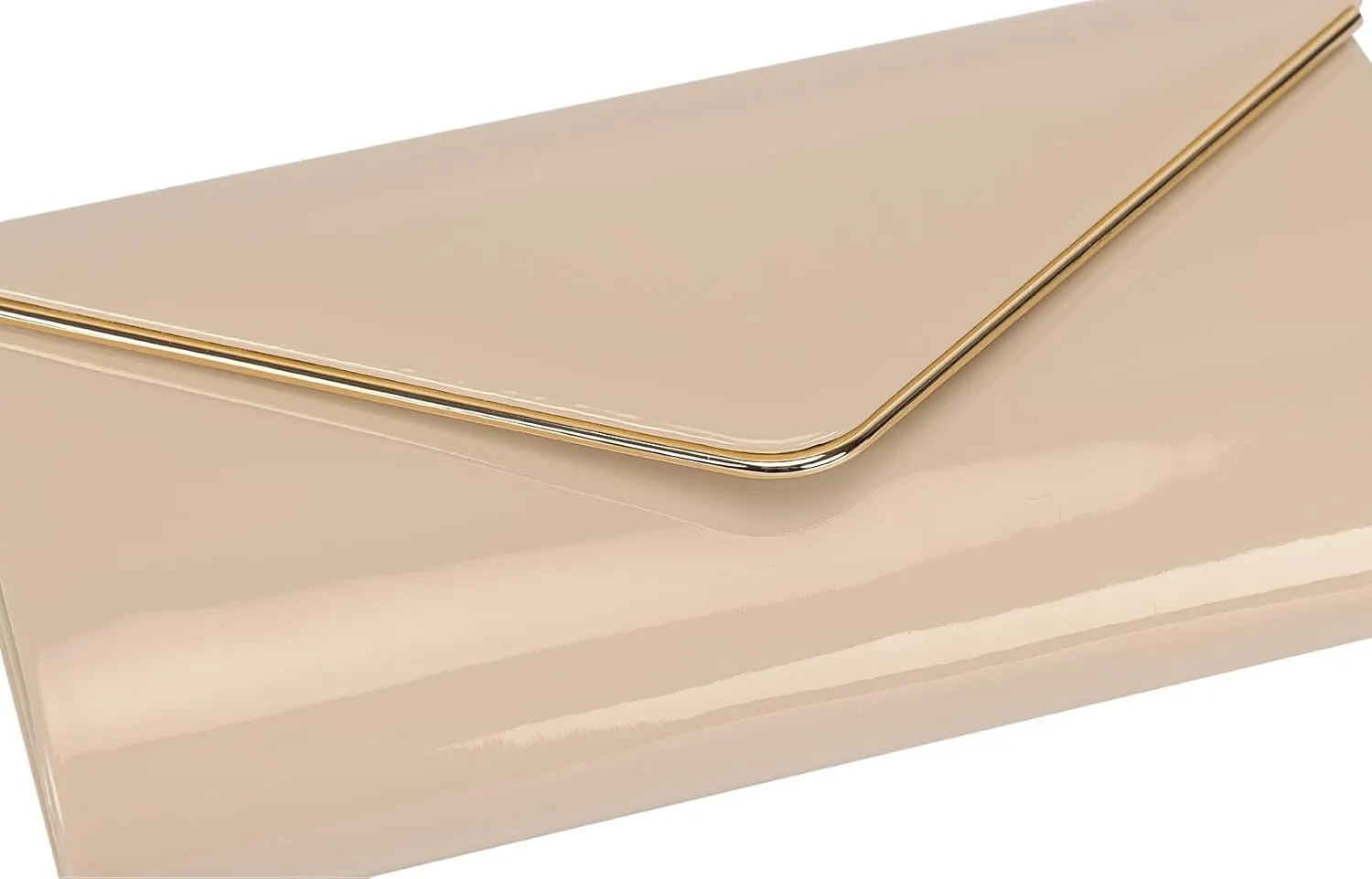 Dexmay Patent Leather Envelope Clutch Purse Shiny Candy Foldover Clutch Evening Bag for Women