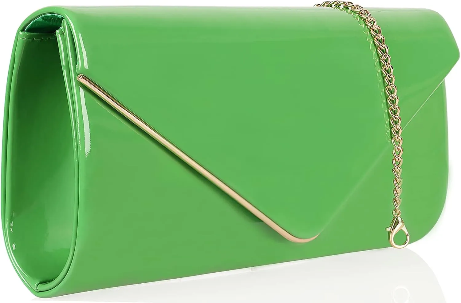 Dexmay Patent Leather Envelope Clutch Purse Shiny Candy Foldover Clutch Evening Bag for Women