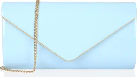 Dexmay Patent Leather Envelope Clutch Purse Shiny Candy Foldover Clutch Evening Bag for Women