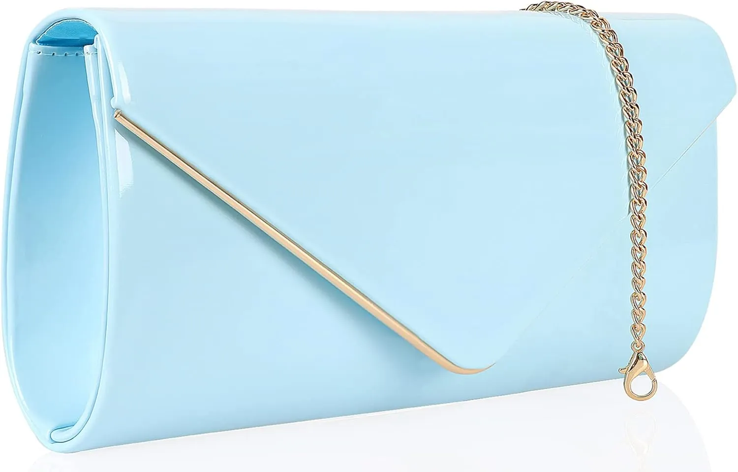 Dexmay Patent Leather Envelope Clutch Purse Shiny Candy Foldover Clutch Evening Bag for Women