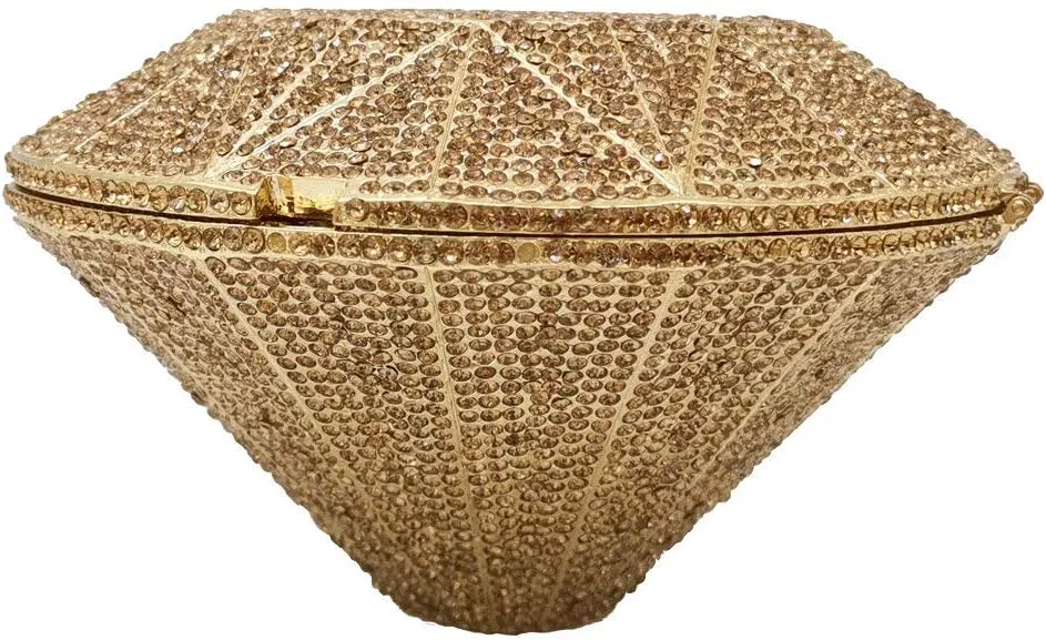 Diamond Shape Crystal Clutch Bag Women Rhinestone Evening Handbags Bridal Party Clutch Purse Wedding Bag,Mini