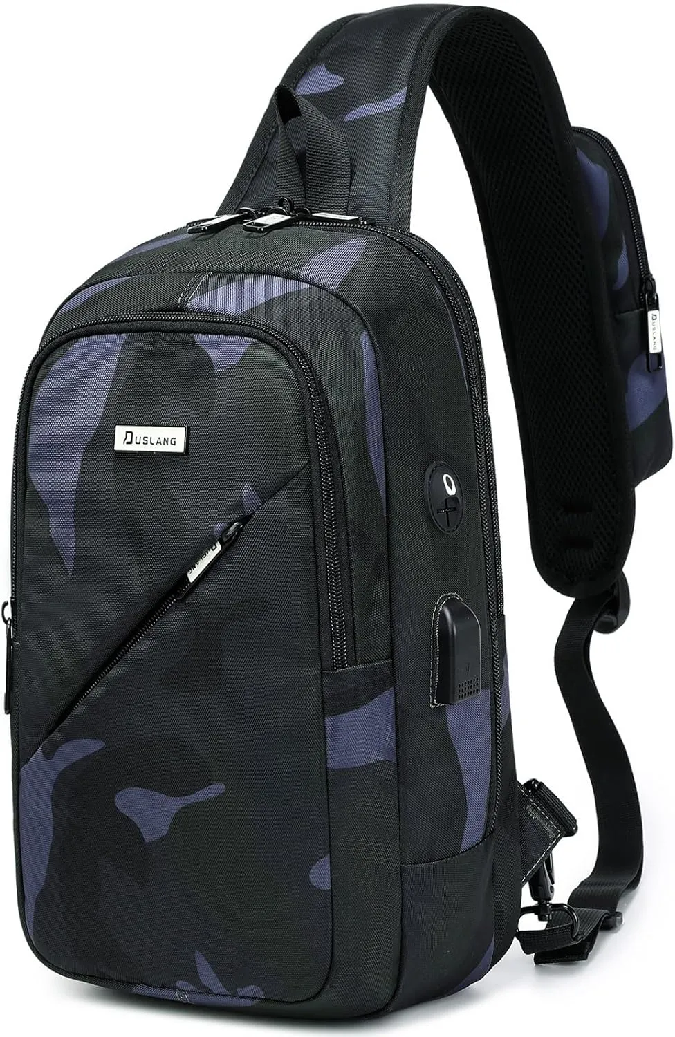 DUSLANG Crossbody Sling Backpacks for Men, Casual Shoulder Backpack Daypack Chest Bags with USB Charger Port For Camping Biking Travel Cycling