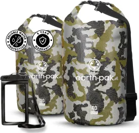 Earth Pak Waterproof Dry Bag - Roll Top Waterproof Backpack Sack (Camo 40L & 30L)