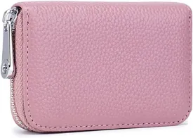 EASTNIGHTS RFID Credit Card Holder Genuine Leather Credit Card Wallet with Zipper