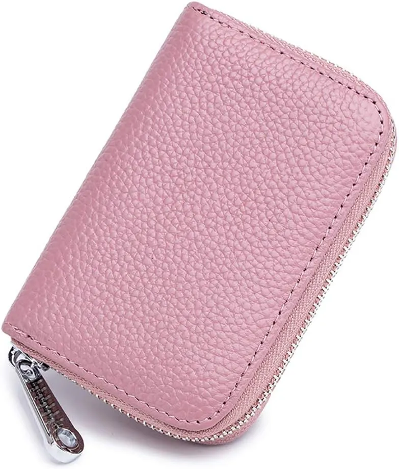 EASTNIGHTS RFID Credit Card Holder Genuine Leather Credit Card Wallet with Zipper