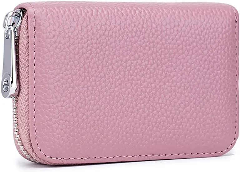 EASTNIGHTS RFID Credit Card Holder Genuine Leather Credit Card Wallet with Zipper
