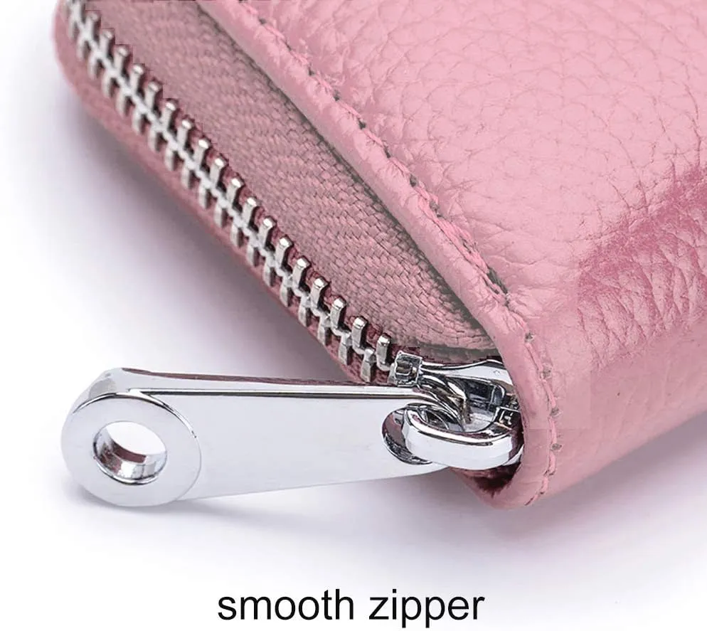 EASTNIGHTS RFID Credit Card Holder Genuine Leather Credit Card Wallet with Zipper
