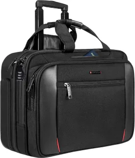 EMPSIGN Rolling Briefcase Laptop Bag,17.3" Computer bag with wheels, Water Repellent Travel Roller Underseat Bag with RFID Blocking Pocket,Rolling Work Bags for women/men -Black