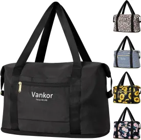 Expandable Travel Duffle Bag for Travel, Foldable Carry on Tote Bag Weekender Overnight Hosptital Bag for Men Women Lightweight Luggage Maternity Bag Black
