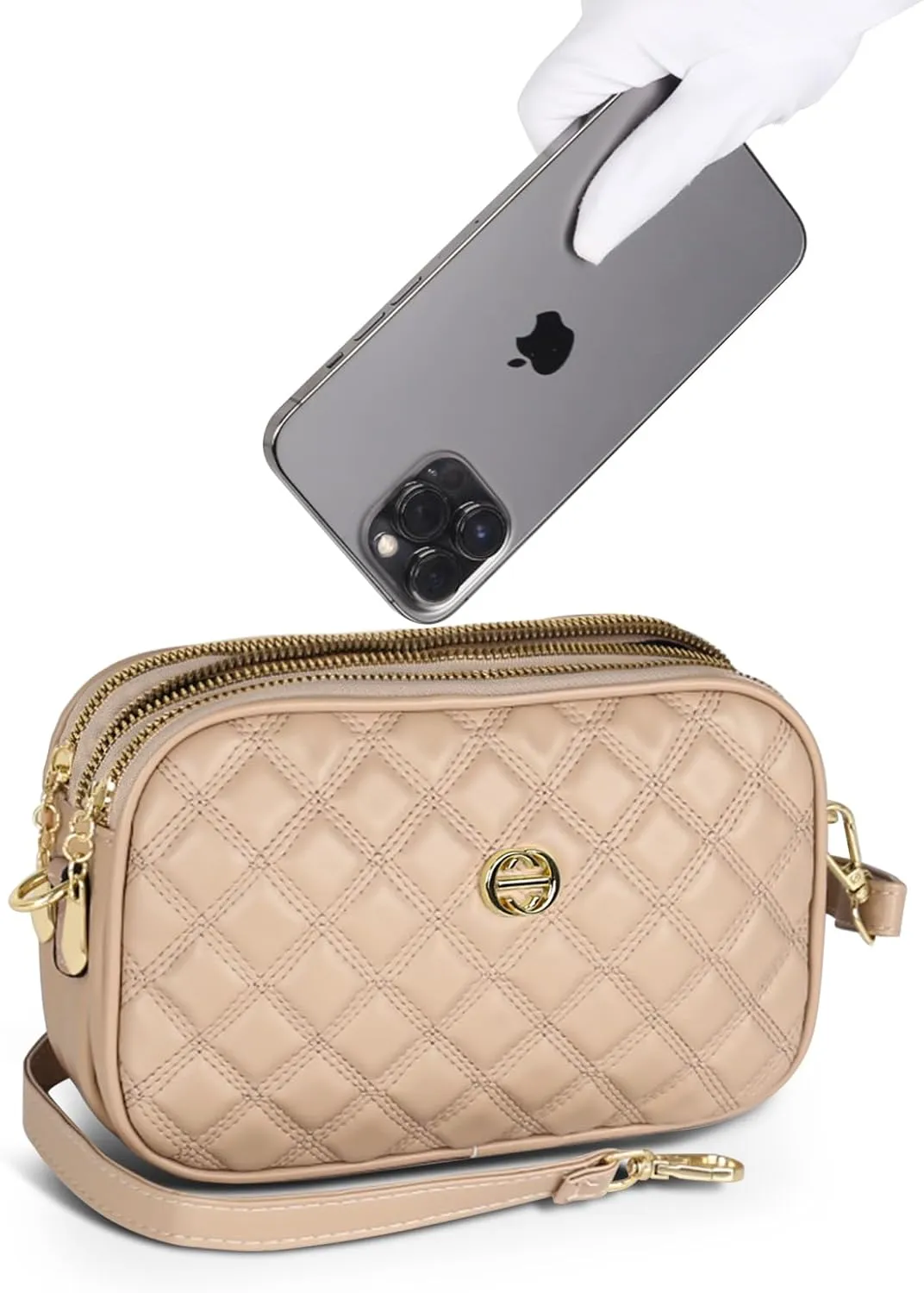 EXTREE Quilted Crossbody Bag, Trendy Design Shoulder Purse
