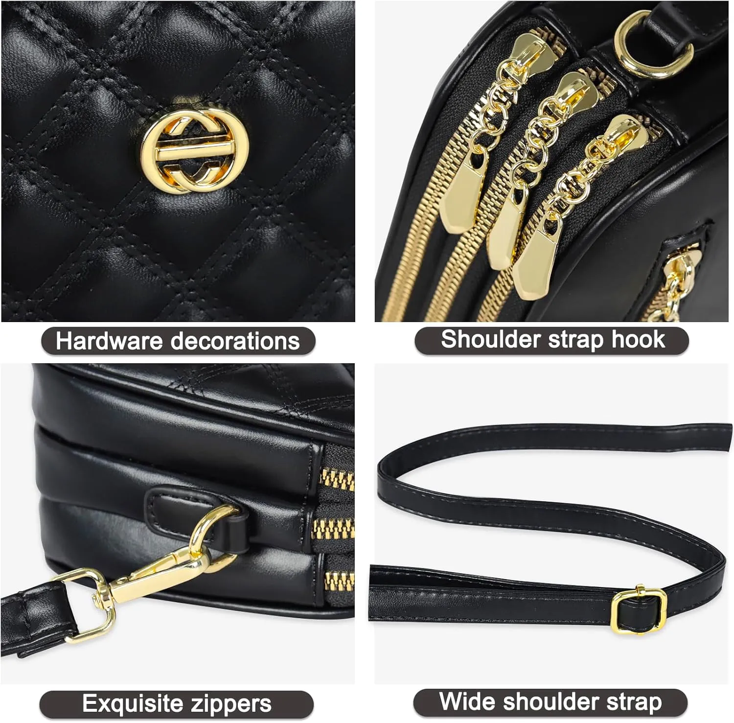 EXTREE Quilted Crossbody Bag, Trendy Design Shoulder Purse