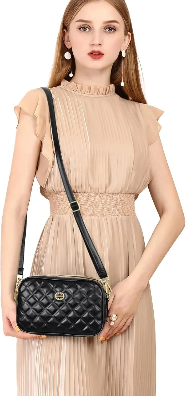 EXTREE Quilted Crossbody Bag, Trendy Design Shoulder Purse