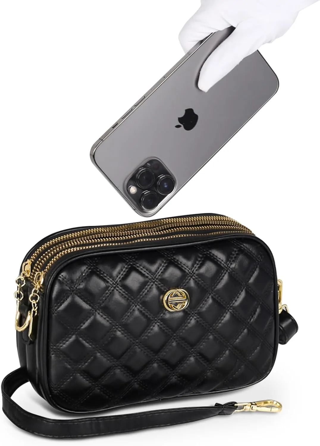 EXTREE Quilted Crossbody Bag, Trendy Design Shoulder Purse