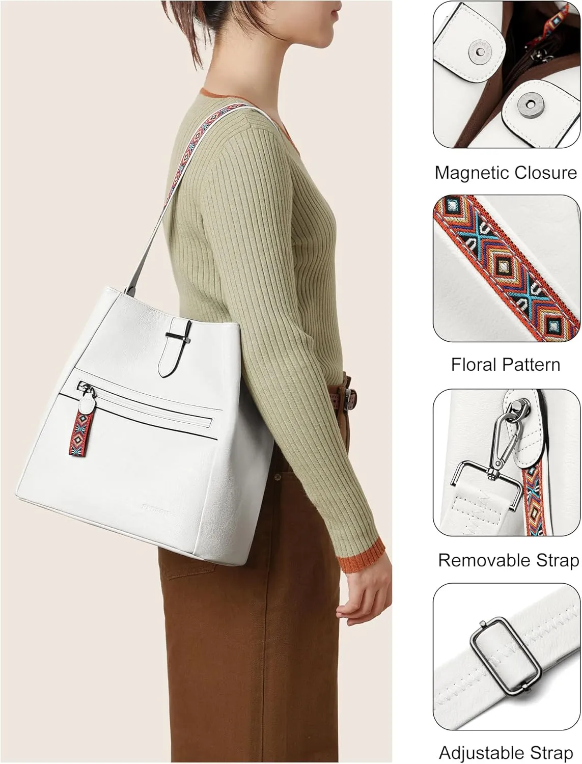 FADEON Bucket Bag for Women Purses and Handbags Designer Hobo Bags for Women Crossbody PU Leather Shoulder Bag Trendy