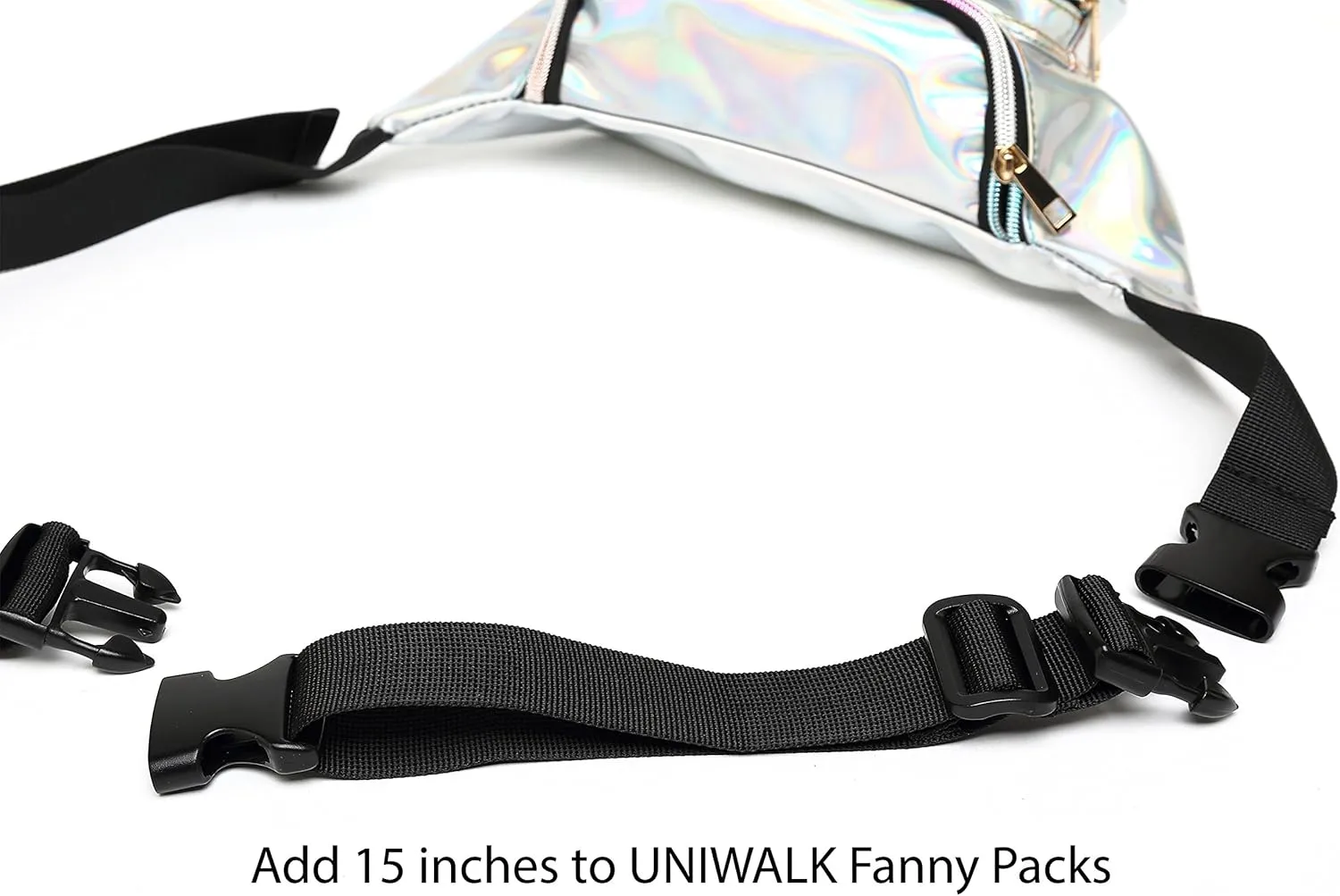 Fanny Pack [Belt] [Extender] Adjustable Elastic [Strap], Waist Bag Shoulder [Strap] Extension for Holographic Women's Bag/Waterproof [Belt] Bag & Connect luggage - 2 Pack - Black