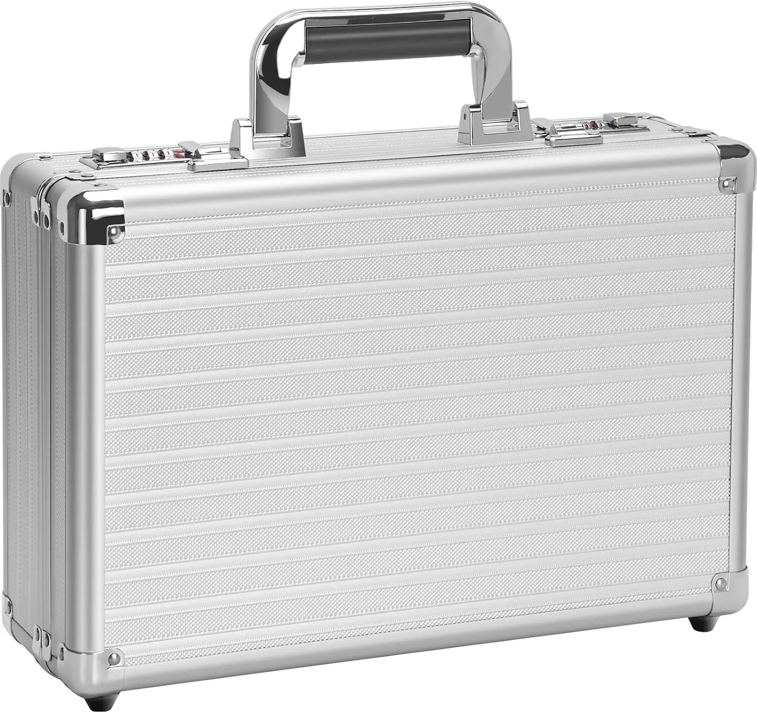 File Organizer Storage Box - 14.2 x 9.4 x 4.5 Inch Medium, Portable Locking Storage Totes with Dual Combination Locks for Cash, Documents & Valuables - Silver